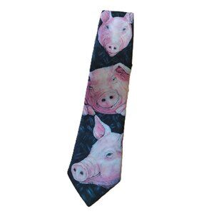 Vintage 80s Pig Necktie Novelty Tie Ralph Marlin Blaine Heilman 1989